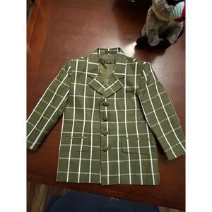 cole‎ blazer for toddler size 4 hunter green and beige striped preowned cute